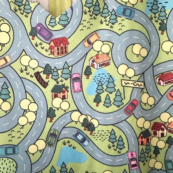 Dolly and Dotty Unique Vintage Billie Green Car Race Track Midi Flared Dress 10 - Picture 7 of 9